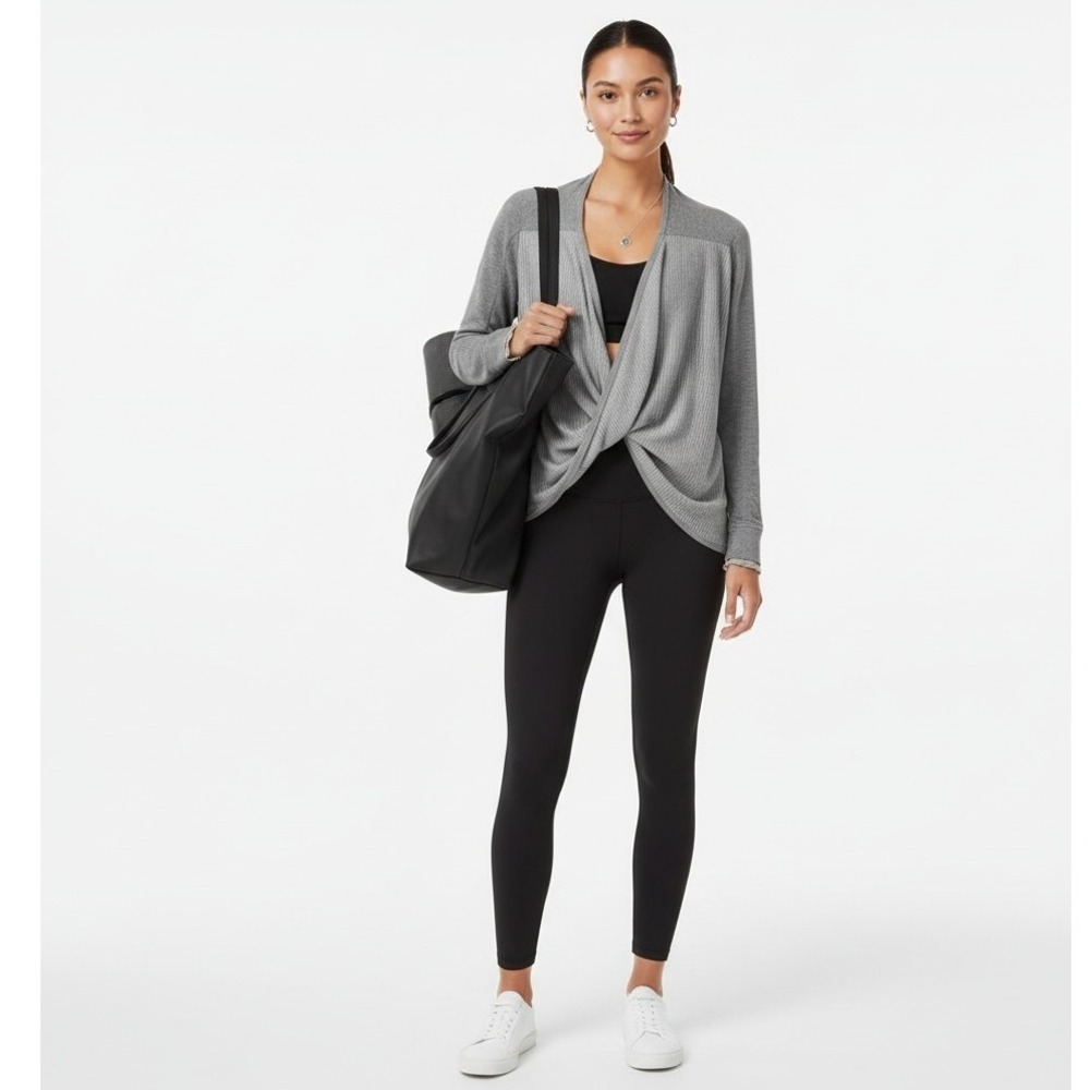 Lululemon Iconic‎ Sweater Wrap Gray Boolux Cashmere Blend Open Drape Cardigan